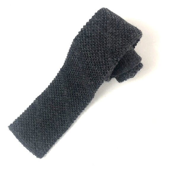 john henry Other - JOHN HENRY Gray Knit Tie Wool Blend Square Bottom Slim Vintage Men's Necktie USA